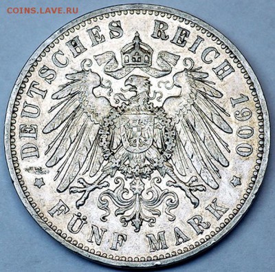 Германия. Саксония_5 марок 1900. Серебро; до 08.11_22.14мск - 10449
