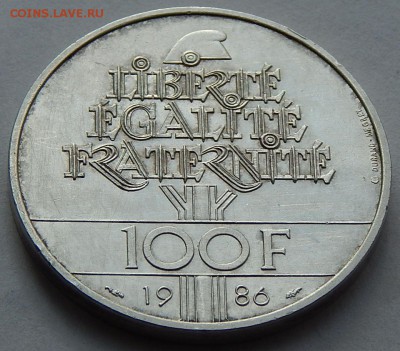 Франция 100 франков 1986 Статуя Свободы, до 15.11.15 в 22:00 - 3879