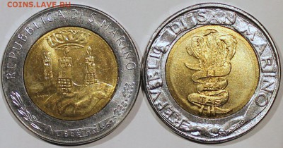 Сан-Марино биметалл 500 лир FAO 1982, 1995 UNC - Изображение 1486 005