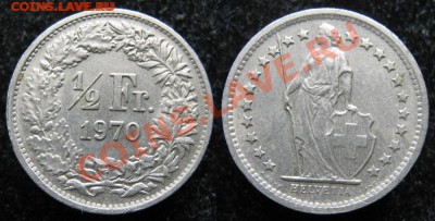 2 франка 1970: до 16.11.15 в 22.00 - 389 10 Швейцария пол франка 1970 206