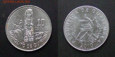 МОНЕТЫ МИРА №5 - Гватемала – 10 сентаво (2010) «Киригуа – город древних майя»