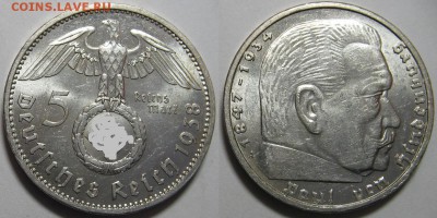 5 RM 1934 Е                        (кирха без даты) - оценка - 5 RM 1938 A 1.JPG