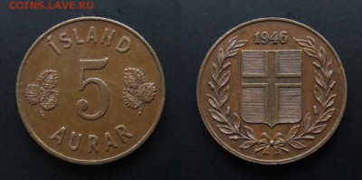 МОНЕТЫ МИРА №5 - Исландия – 5 эйре (1946)