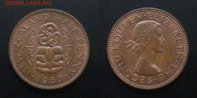 МОНЕТЫ МИРА №5 - Новая Зеландия – 0,5 пенни (1960) «Идол Маори; Елизавета II»