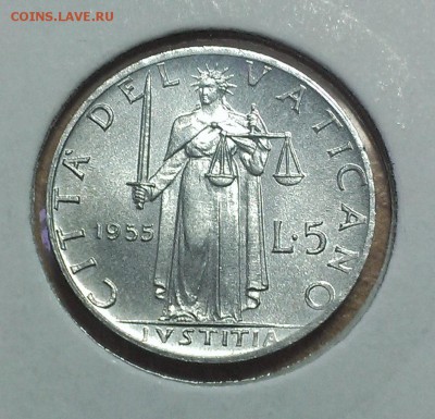 Ватикан 5 лир 1955 UNC (20.11) - IMAG2413