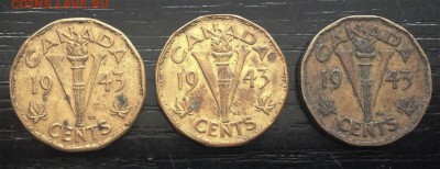 A35 Канада 5¢ 1943 Tombac George VI 3 шт. до 21.11 в 22°° - A34 5c 1943_1