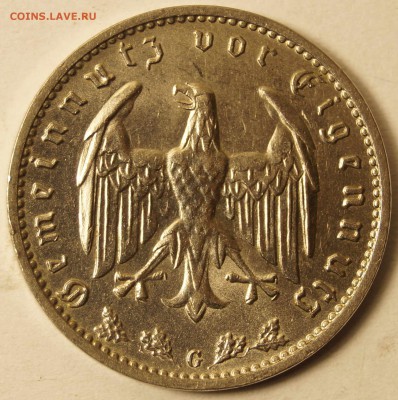 Германия. 1 Рейхсмарка 1933 G Отличная до 21.11.2015 в 22:0 - 1Рейсмарка_1933G_2.JPG