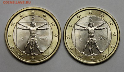 Италия 2шт по 1 евро 2009-10 UNC с номинала до 18.11 - IMG_5117.JPG