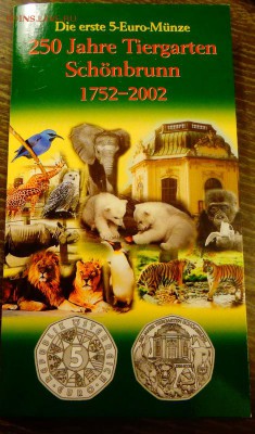 АВСТРИЯ - 5 евро Шенбруннский зоопарк БУКЛЕТ до 22.11, 22.00 - Австрия 5 евро Шенбрунский зоопарк буклет