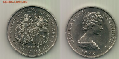 25 пенсов, Гибралтар, 1972. До 22.00  19.11. - №365