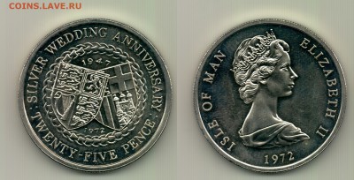 25 пенсов, Остров Мэн, 1972.  До  22.00  19.11. - №369