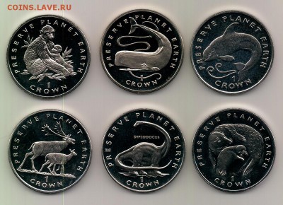 1 крона (6 шт.), Остров Мэн, 1993 -1996,  до  22.00  20.11. - PLANET 1.1