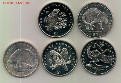 1$ (5 шт.), Либерия, 1993 -1996,  до  22.00  20.11. - REPUBLIC OF LIBERIA 1.1