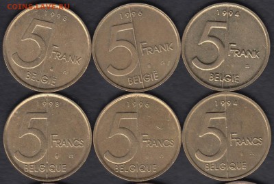 Бельгия 5 франков 1994, 1996, 1998 6 шт. до 18.11.2015 21-30 - Австралия 5 пенсов а