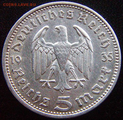Германия. 3-й Рейх_5 рейхсмарок 1935(А); до 18.11_22.24мск - 10537