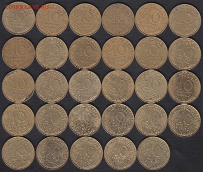 Франция 10 сантимов 1963-1998 29 шт. до 21.11.2015 21-30 - Франция 10 сантимов 1а