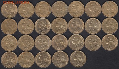 Франция 5 сантимов 1966-1997 26 шт. до 21.11.2015 21-30 - Франция 5 сантимов 2р