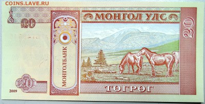 МОНГОЛИЯ - 20 тугриков 2009 г.  пресс  до 25.11 - DSCN1785.JPG