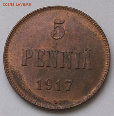 5 пенни 1917г. UNC. До 25.11.2015 г.,в 22.00 по МСК - 5-17-1
