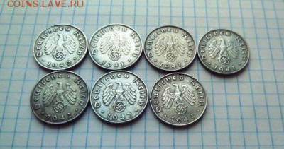 3 РЕЙХ 10 рейхпфеннигов 12 штук до 26.11.2015 в 22:00 по МСК - 5