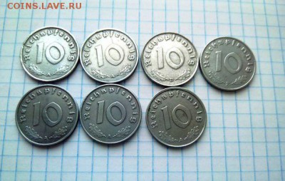 3 РЕЙХ 10 рейхпфеннигов 12 штук до 26.11.2015 в 22:00 по МСК - 2