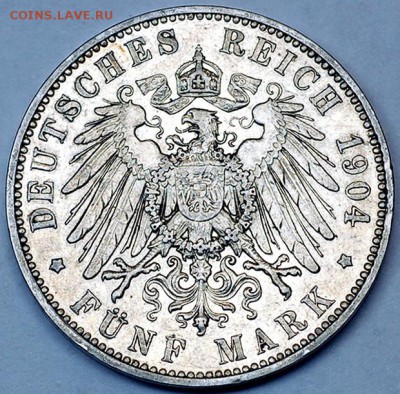 Германия. Саксония_5 марок 1904. Серебро; до 21.11_22.48мск - 10451