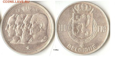 100 франков 1950 BELGIQUE до 27.11.15 - 100фр1950Бельг