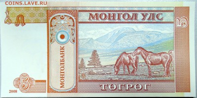 МОНГОЛИЯ - 5 тугриков 2008 г.  пресс  до 27.11 - DSCN1840.JPG