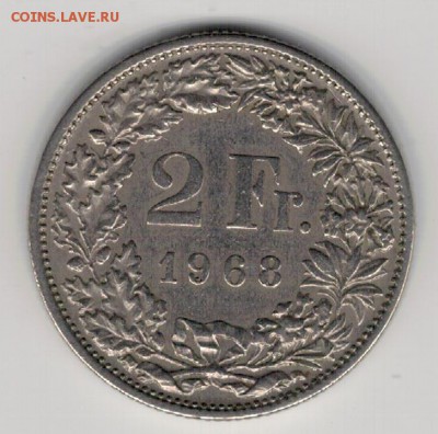 ШВЕЙЦАРИЯ 2 ФРАНКА 1968 ДО 26.11.15 (Б302) - 4-ш1