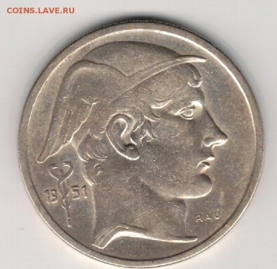Ag БЕЛЬГИЯ 50 ФРАНКОВ 1951 ДО 26.11.15 (Б328) - 5-б50