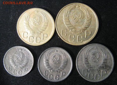 3,5,10,15,20 копеек 1943 года, до 26.11.2015 в 22.00 мск - 3, 5, 10, 15, 20 копеек 1943 года, аверс