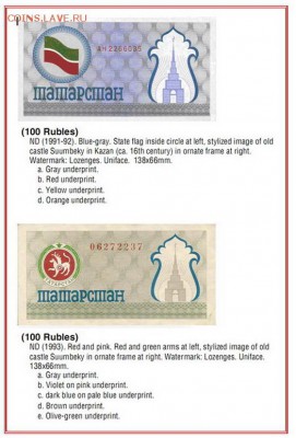 Чеки (купоны) Татарстана - Standart Catalog of World Paper Money
