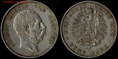 5 марок 1889 Саксония редкие №2 до 04.12.15 г 22.00 мск - 1889 Саксония
