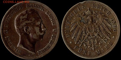 5 марок 1896 Пруссия  редкие до 04.12.15 г 22.00 мск - Пруссия 1896