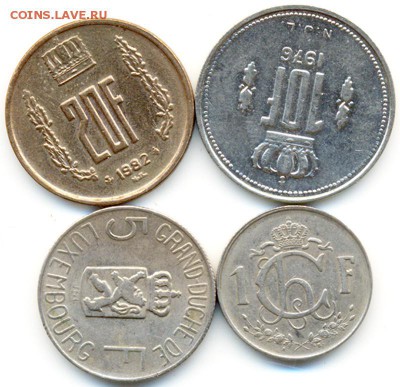 Люксембург_4 монеты 1952-1962-1976-1982; до 29.11_22.12мск - 10426