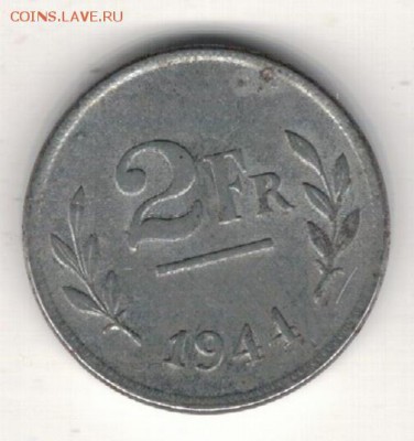 БЕЛЬГИЯ 2 ФРАНКА 1944 ДО 03.12.15 (Б323) - 4-б1
