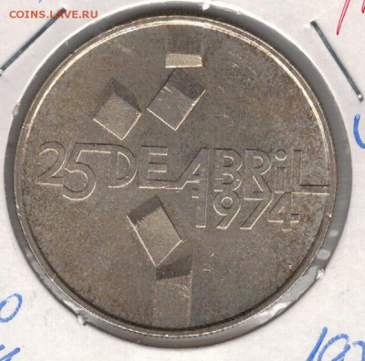 Ag ПОРТУГАЛИЯ 100 ЭСКУДО 1974 РЕВОЛЮЦИЯ 03.12 В 22Ч (Б367) - 5-п100э