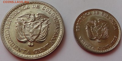 Фикс Колумбия 20 и 50 сентаво 1965 г. Хорхе Гайтан UNC - DSC06522.JPG