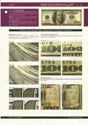 Бюллетень Подлинные и фальшивые деньги 22.00 МСК 07.12.2015 - 3 Фальшивые 100 долларов