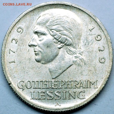 Германия_3 рейхсмарки 1929(А) "Лессинг"; до 04.12_22.42м - 10626