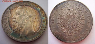 Кайзеровская Германия - 20 пятимарочников в планшете. - 1875G 5M BADEN