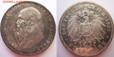 Кайзеровская Германия - 20 пятимарочников в планшете. - 1902D 5M SAXE-MEININGEN