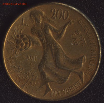 Италия 200 лир 1981 ФАО до 22:00мск 11.12.15 - Италия 200 лир 1981 ФАО -1