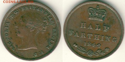 Британия, фартинг 1754 и полфартинга 1844 - gb-hf-1844