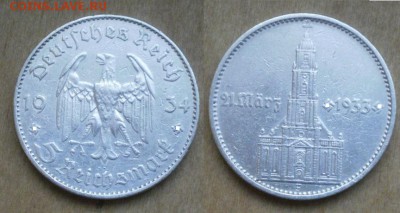 5 марок. Кирха подписная 1934F Рейх 13.12.15 22.10 - 7