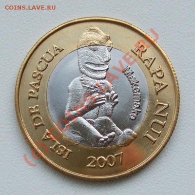 200 песо 2007 О.Пасхи, 5 дол 2008 Галапагоские о-ва БИМЕТАЛЛ - 200 песо 2007.JPG