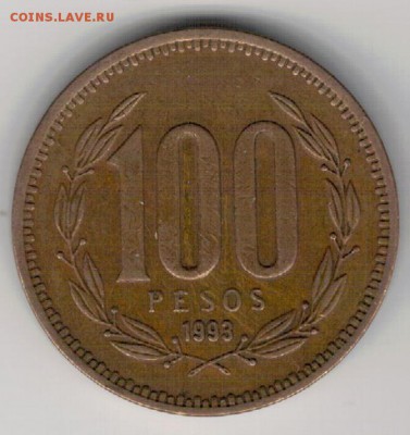 Чили 100 песо 1993 до 14.12.15 в 22.00мск (Б363) - 4-п100-93а
