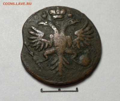 Деньга 1730 г. Одна черта - 3