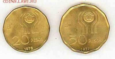 Аргентина 20 и 50 песо футбол с рубля до 15.12.15 - аргентина аверс