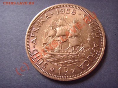 Южн Африка 1 пенни 1958 Елизавета.Корабль. до 22.09 в 21.00М - LPIC8167.JPG